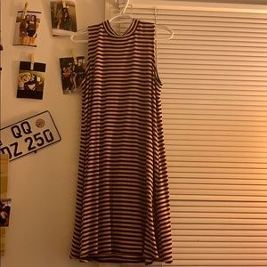 Pink and black striped tank top dress